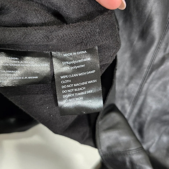 BLANK NYC Black Faux Leather Drape Open Front Jacket Size Medium - Picture 8 of 8